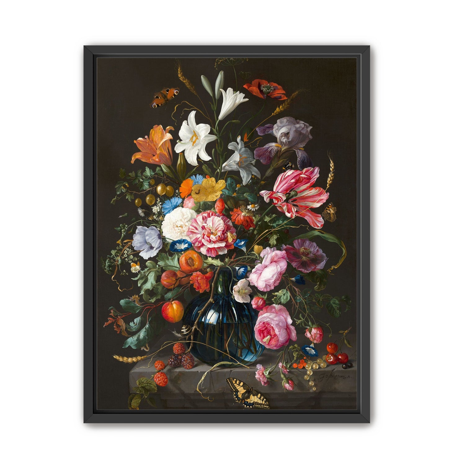 Butterflies over the blue vase