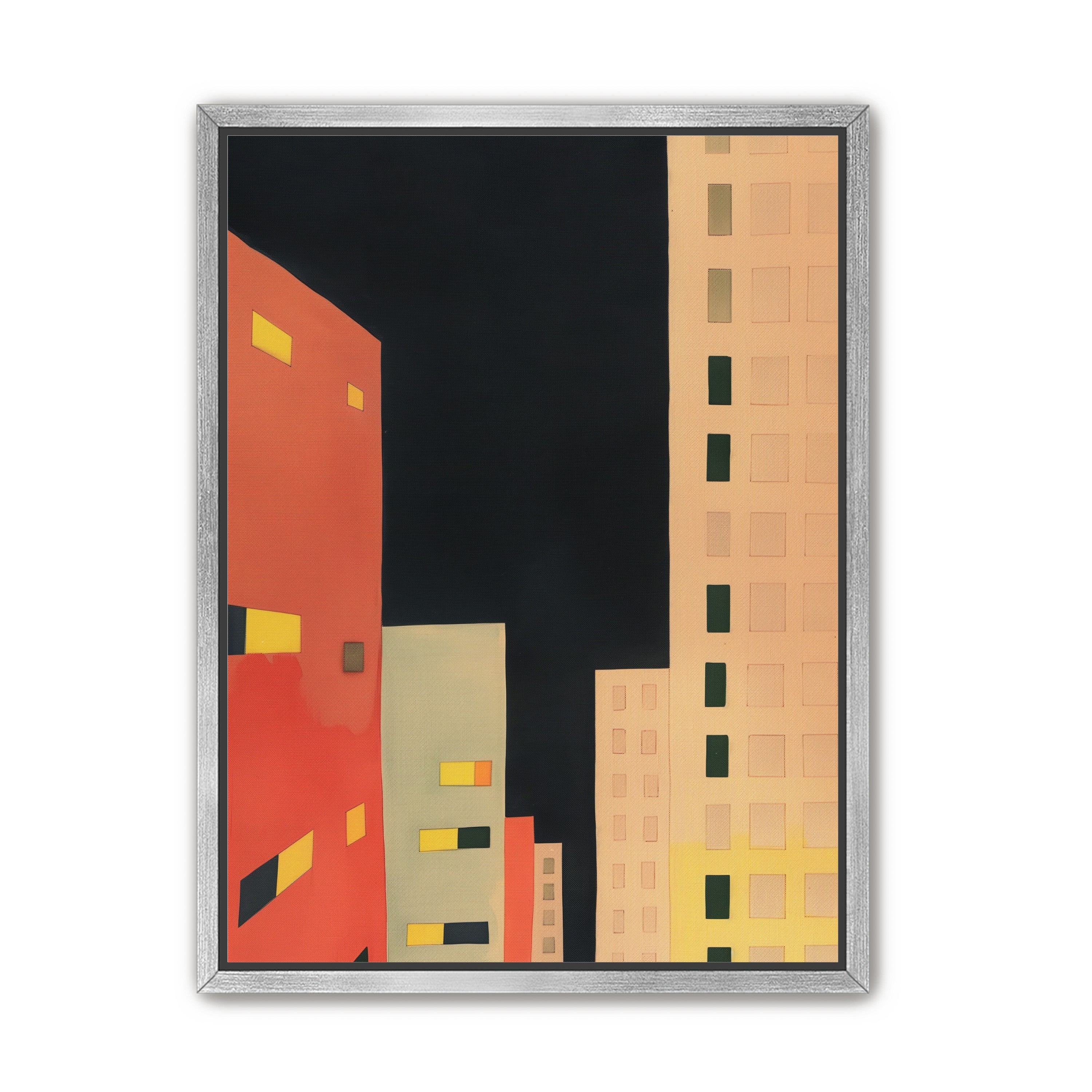Lit windows in black sky