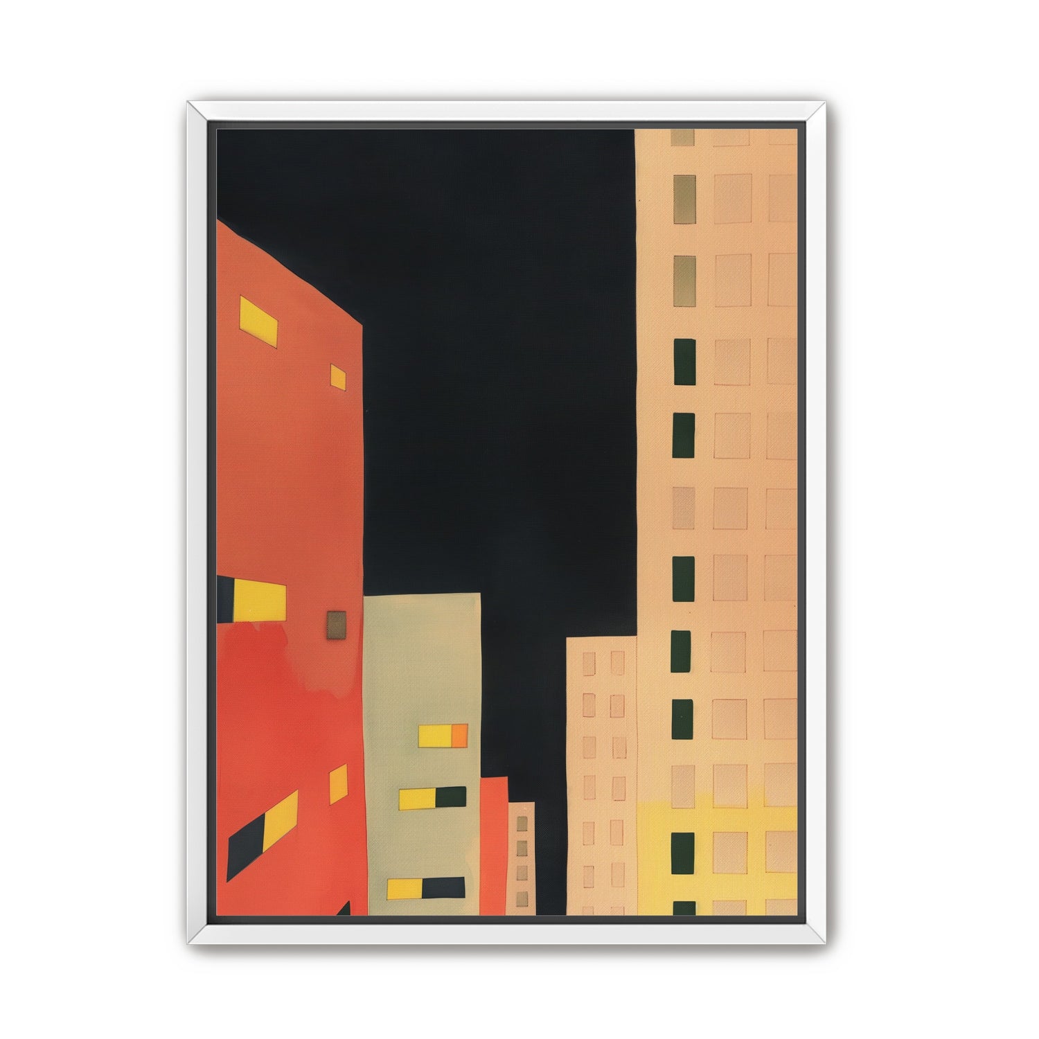 Lit windows in black sky