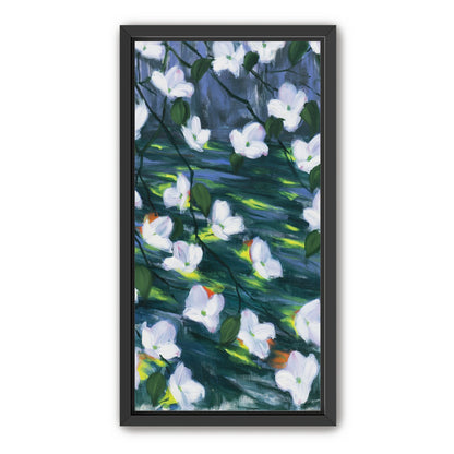 White blossoms on dark water