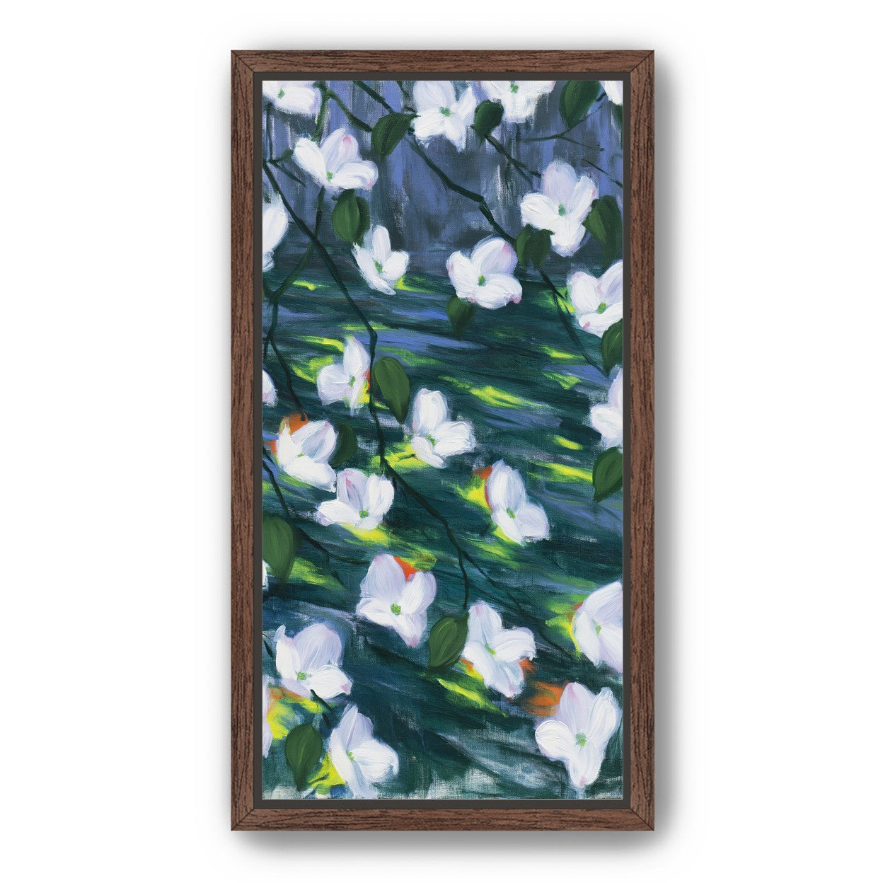 White blossoms on dark water