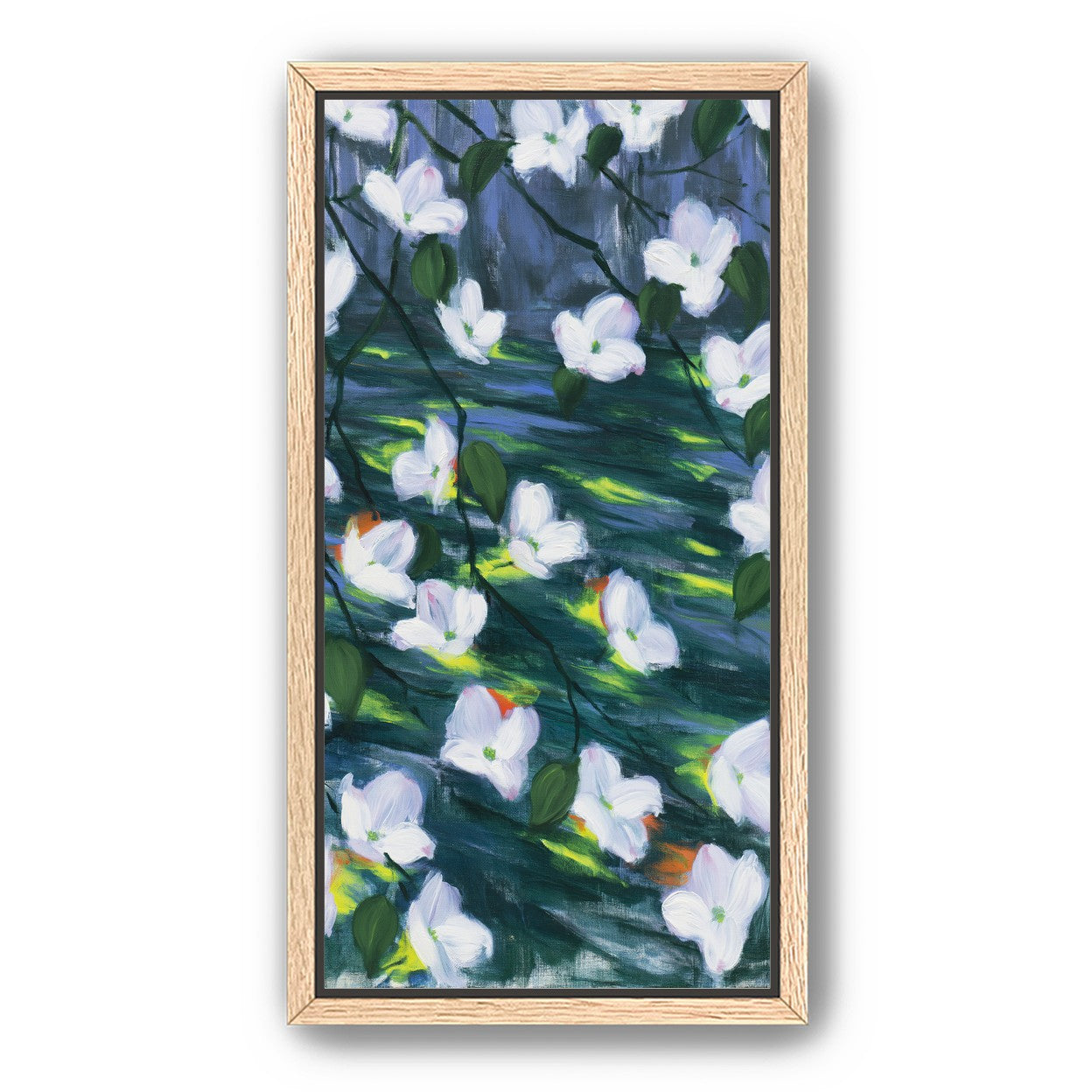 White blossoms on dark water