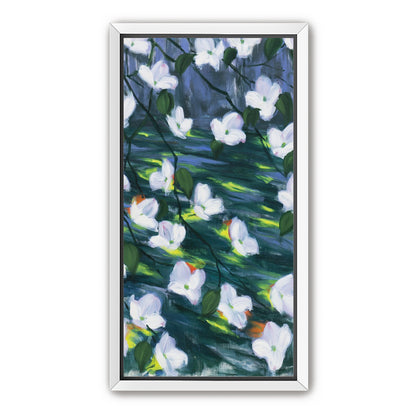 White blossoms on dark water