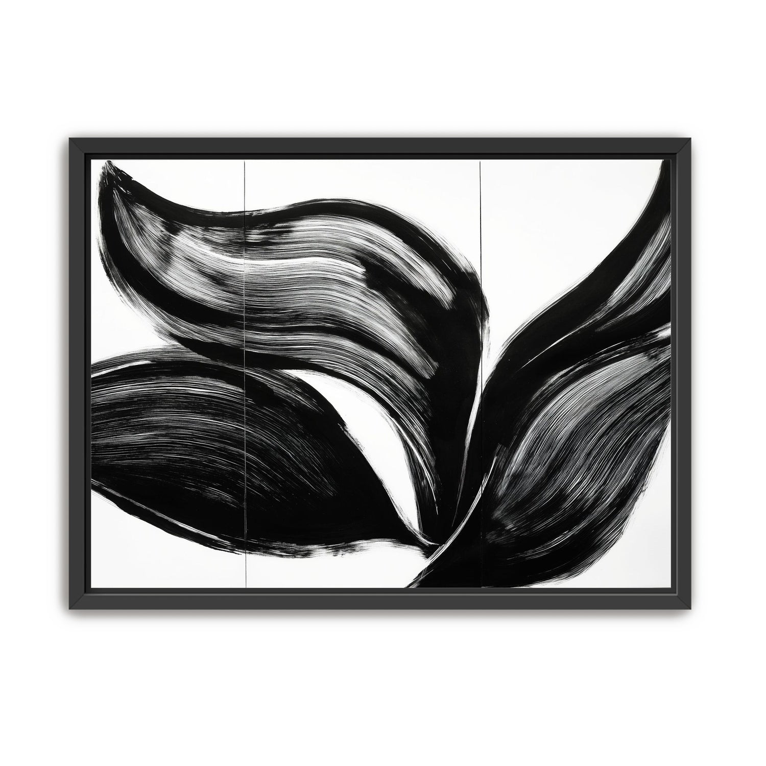 Three petals in black ink