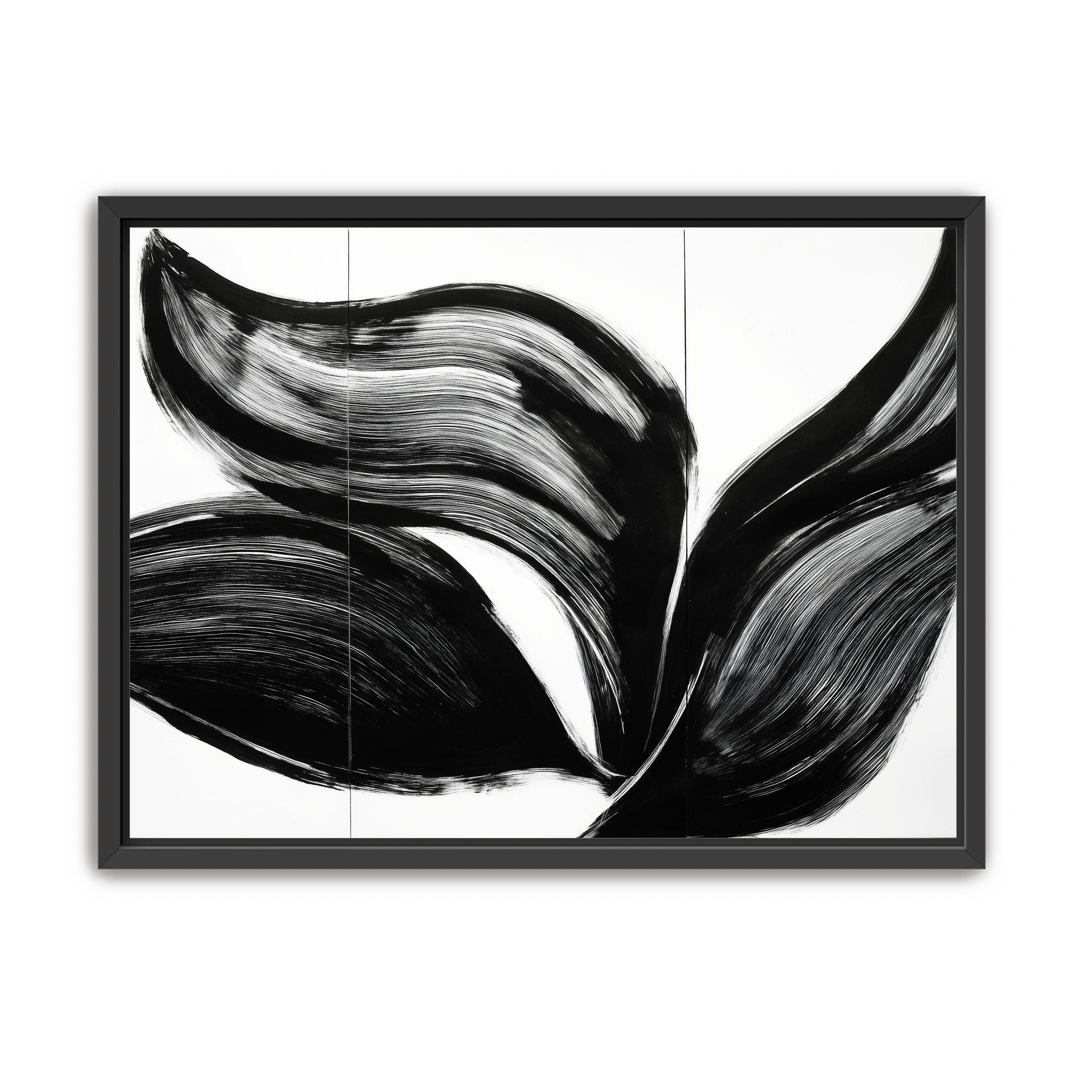 Three petals in black ink