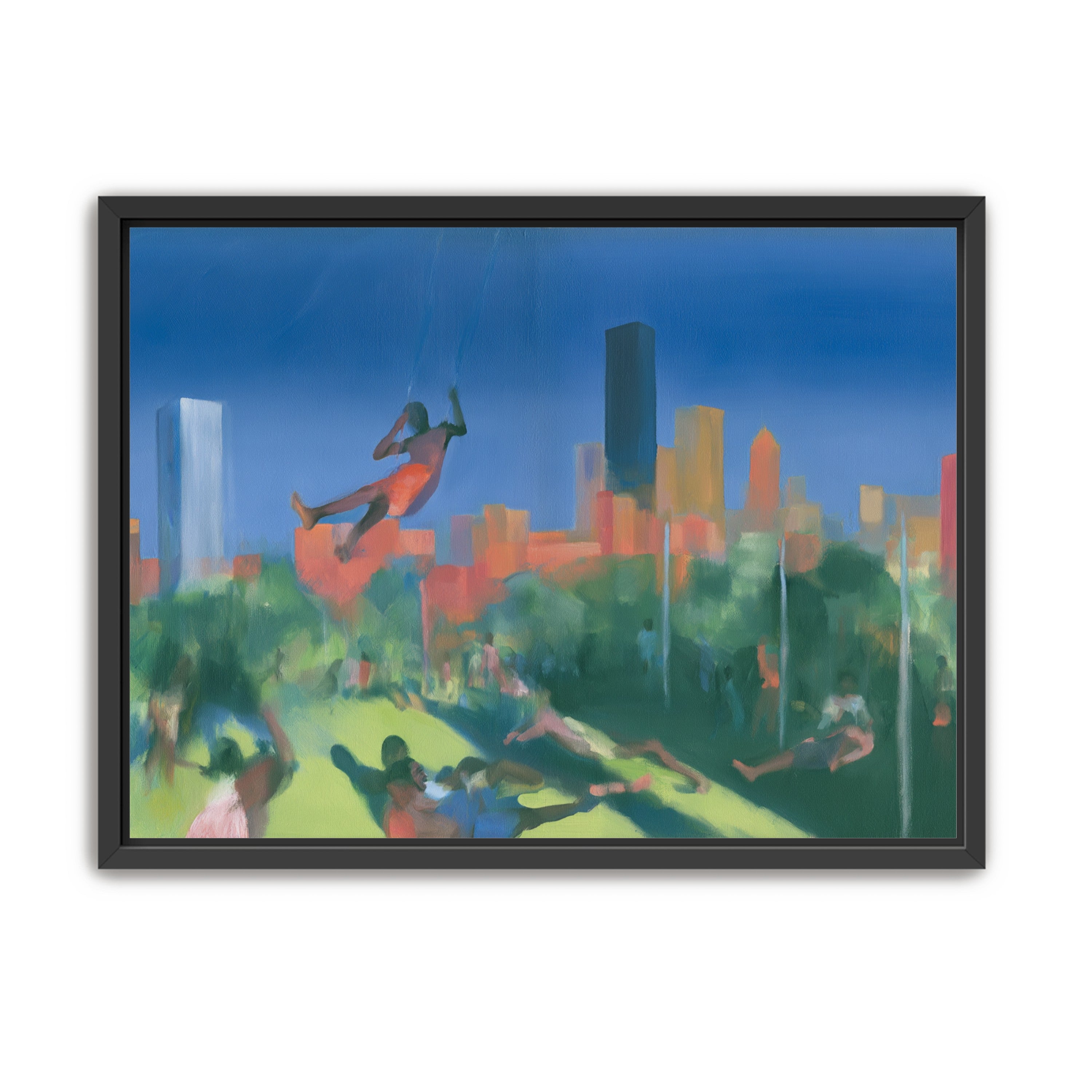 Swinging over the city park