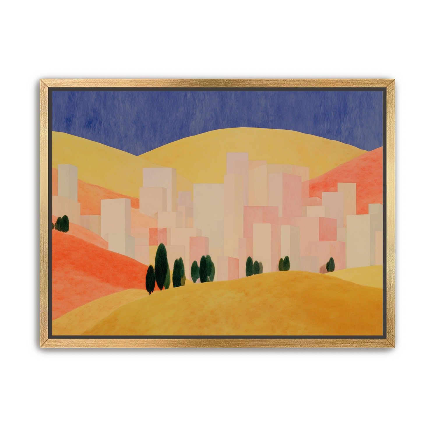 Blue sky over peach city
