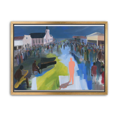Crowd around the musicians