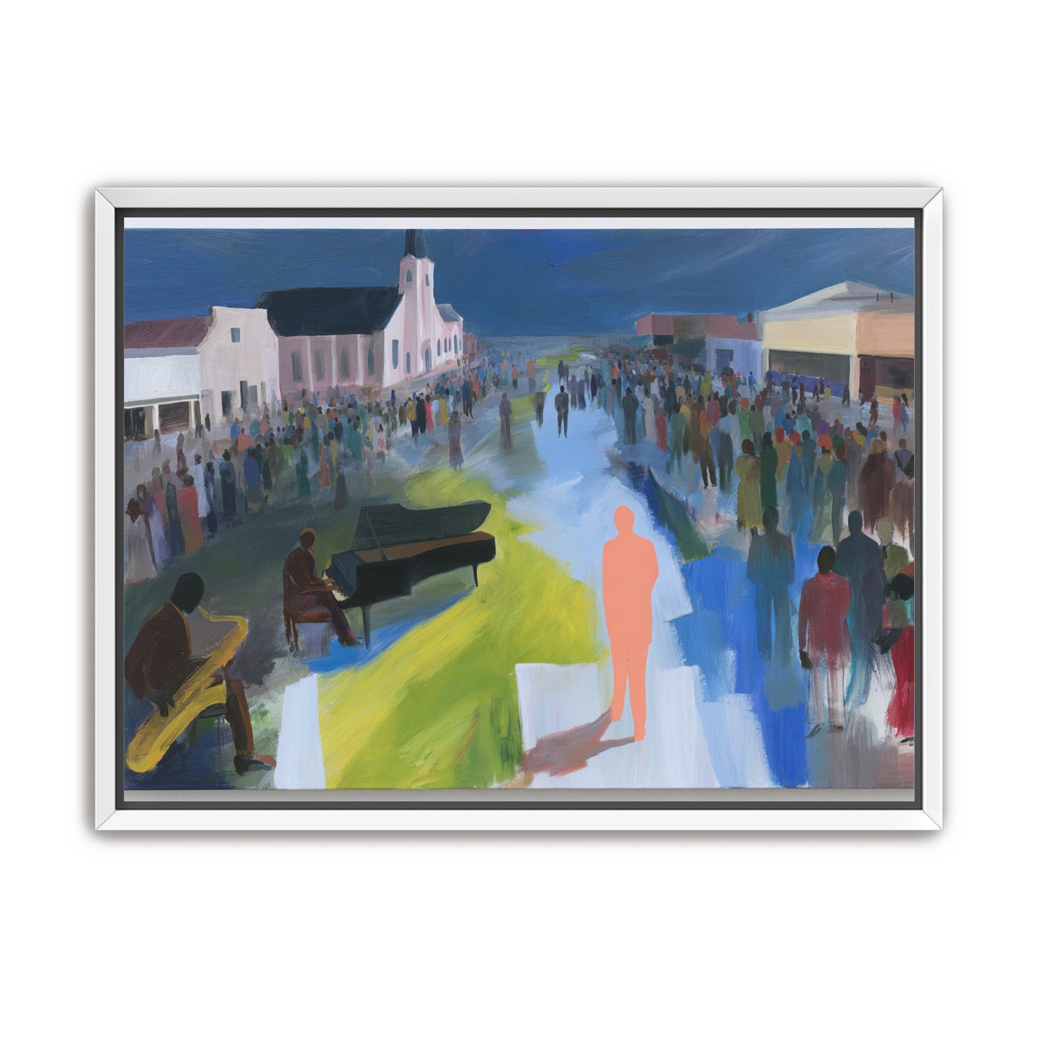 Crowd around the musicians