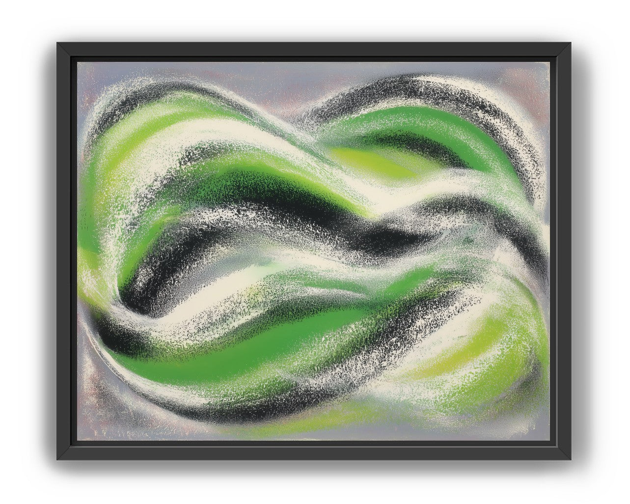 Green bands under white spray