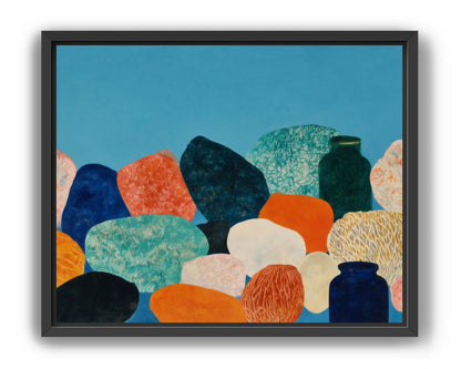 Stones beneath a blue field