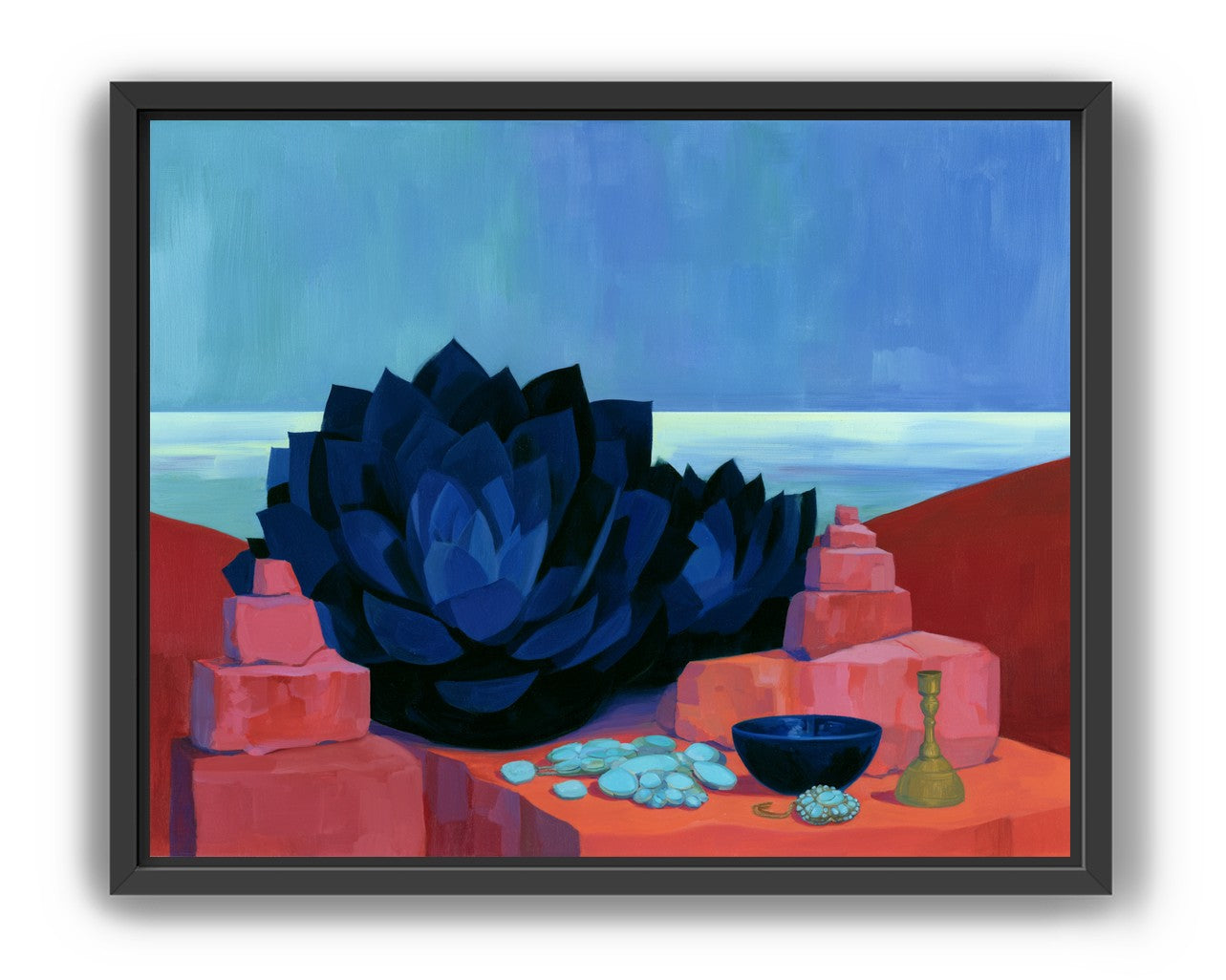 Blue flower in red light