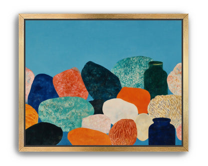 Stones beneath a blue field