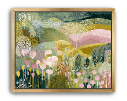 Patterned hills in bloom