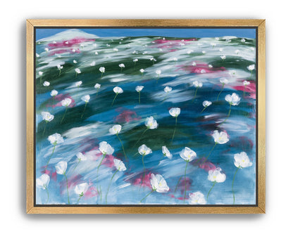 White flowers in windblown hills