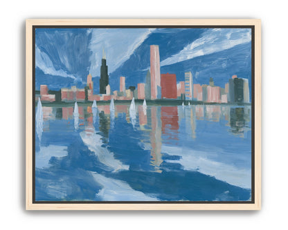 Sailboats before the mirrored skyline