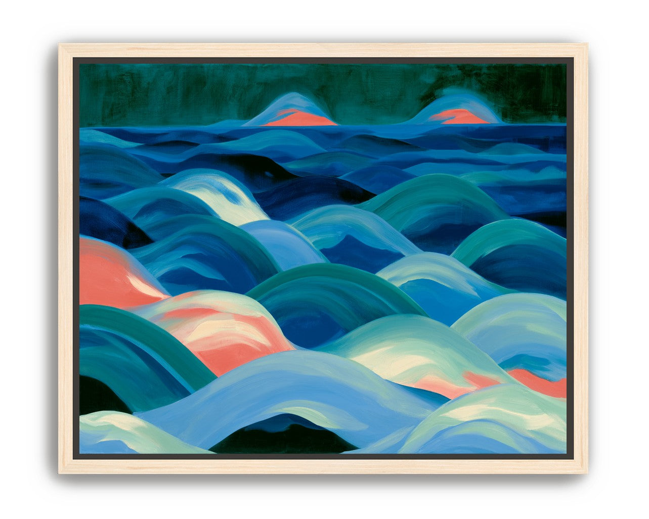 Pink light among blue waves