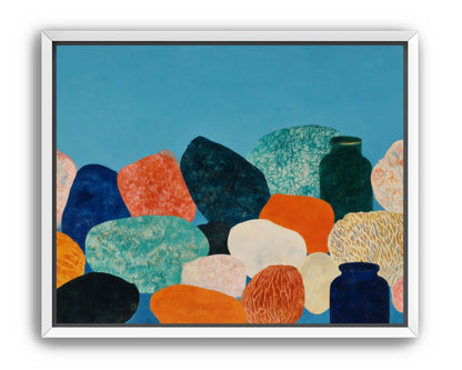 Stones beneath a blue field