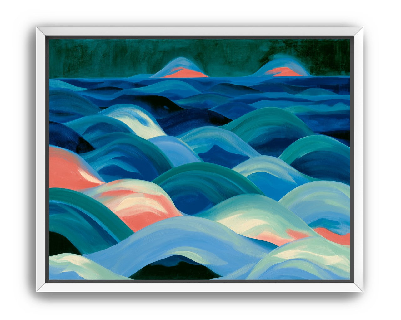 Pink light among blue waves