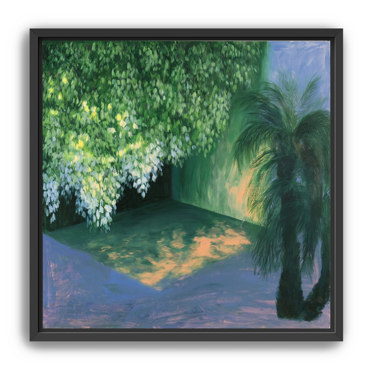 Yellow light on green pond