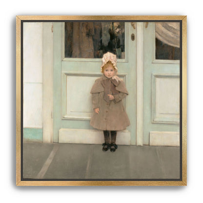 A child beneath pale doors