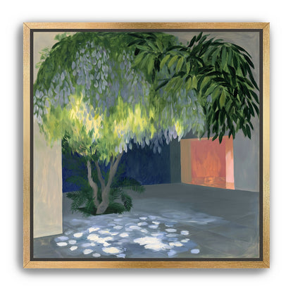 Spotted light under blossoms