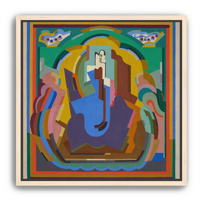 A figure under painted arches