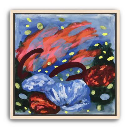 Layered brushstrokes with yellow ovals
