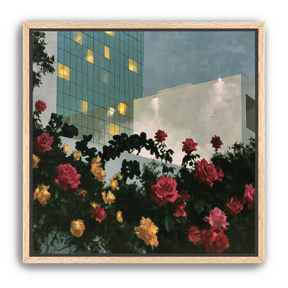 Roses under office lights