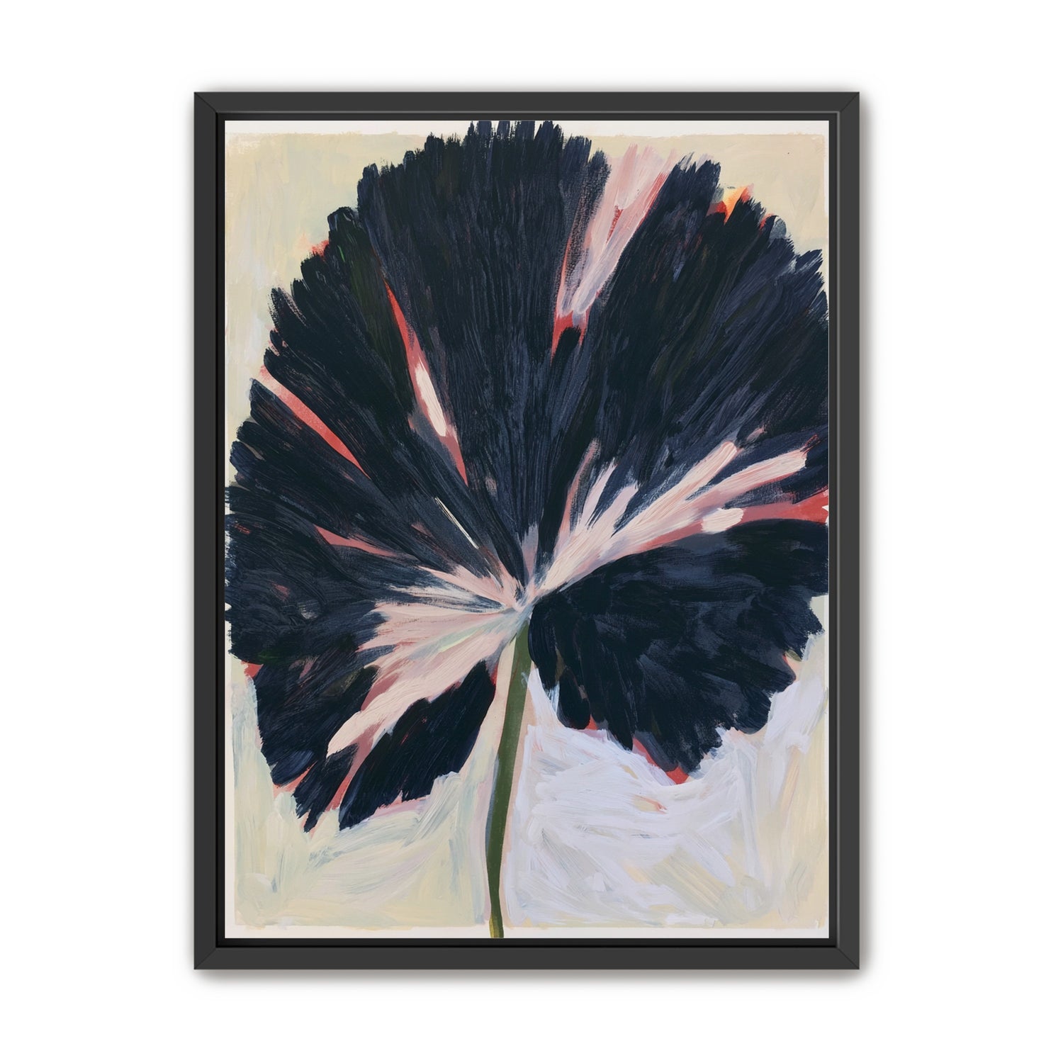 Dark petals across pale ground