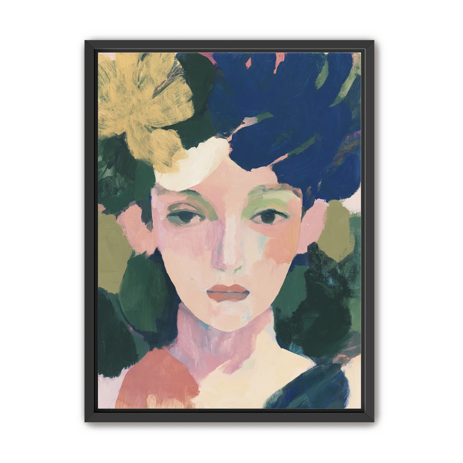 Portrait with pale flower