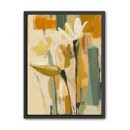 White flower in ochre blocks