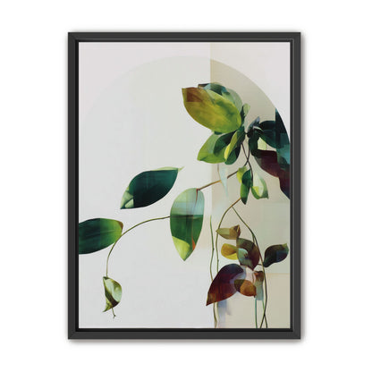 Green leaves crossing pale field