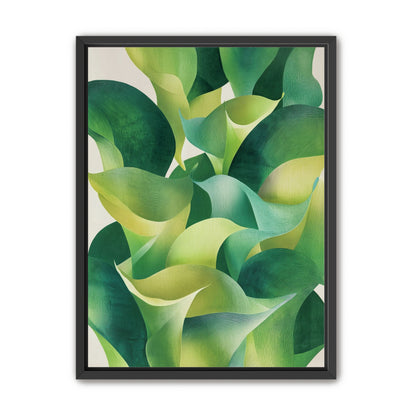 Overlapping curled green leaves