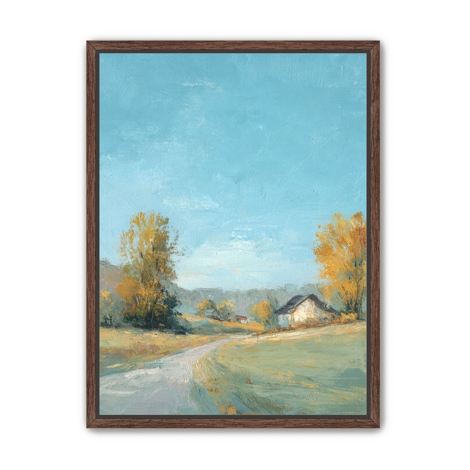 Blue sky over the farmhouse
