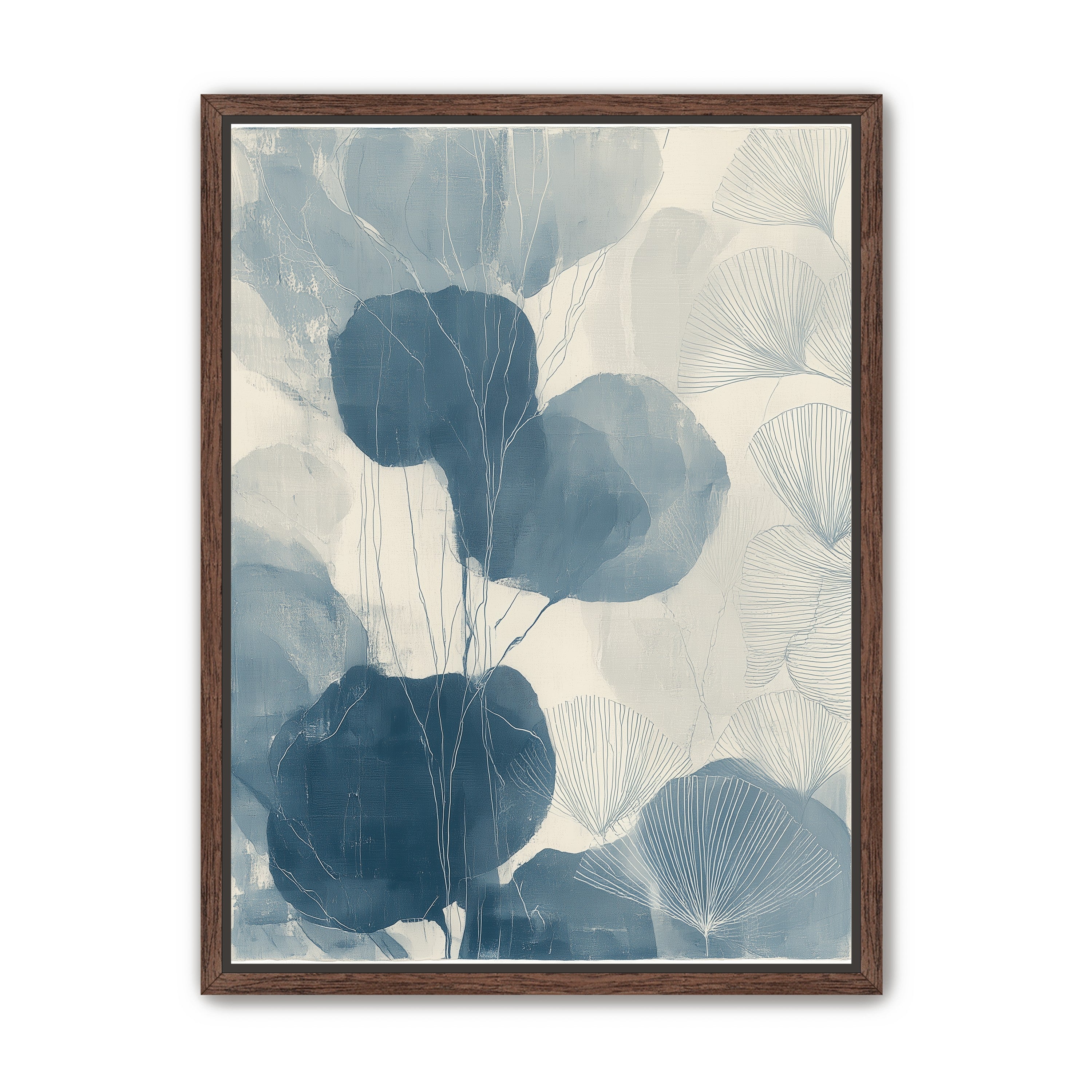 Ginkgo fans among round leaves