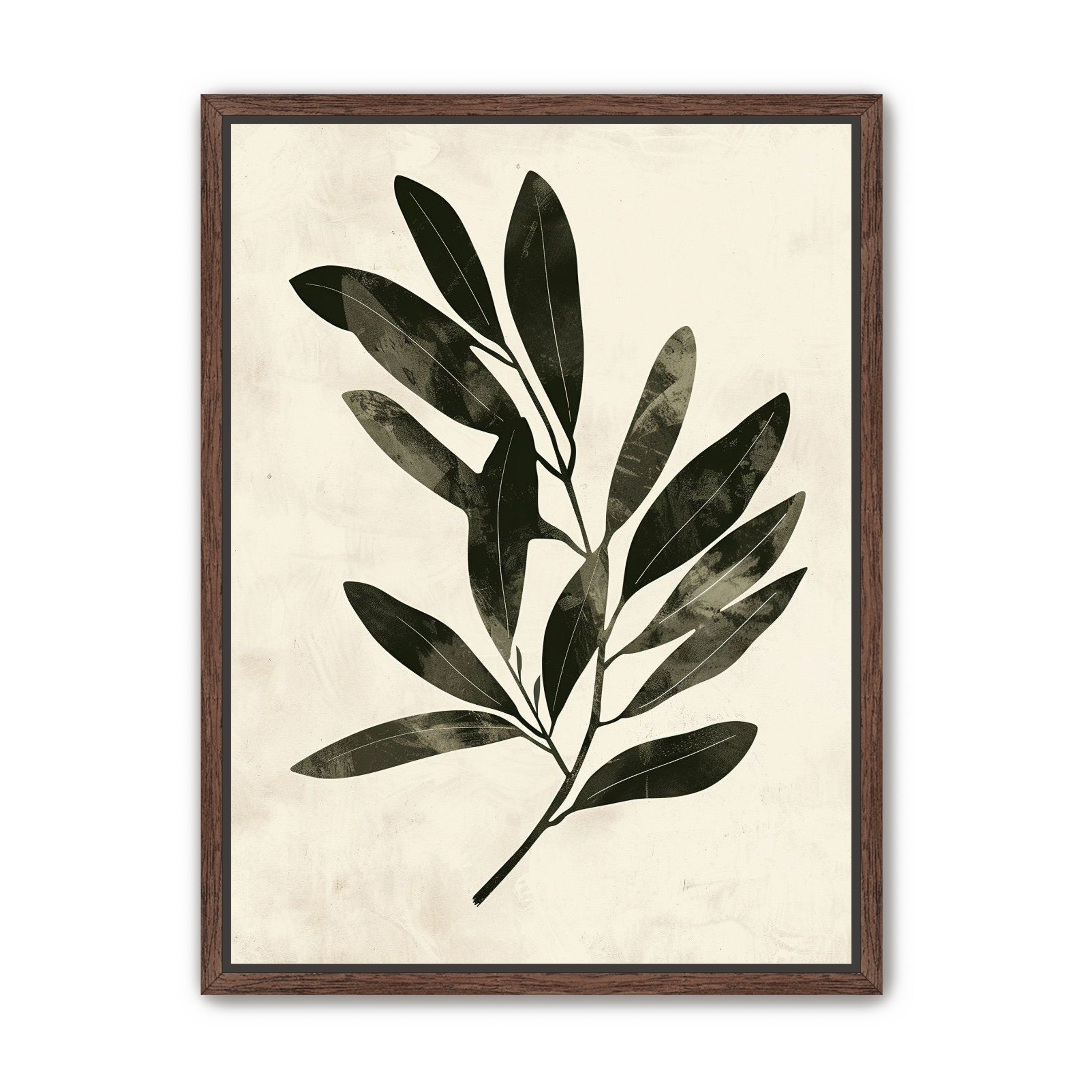 Charcoal leaves on ivory paper