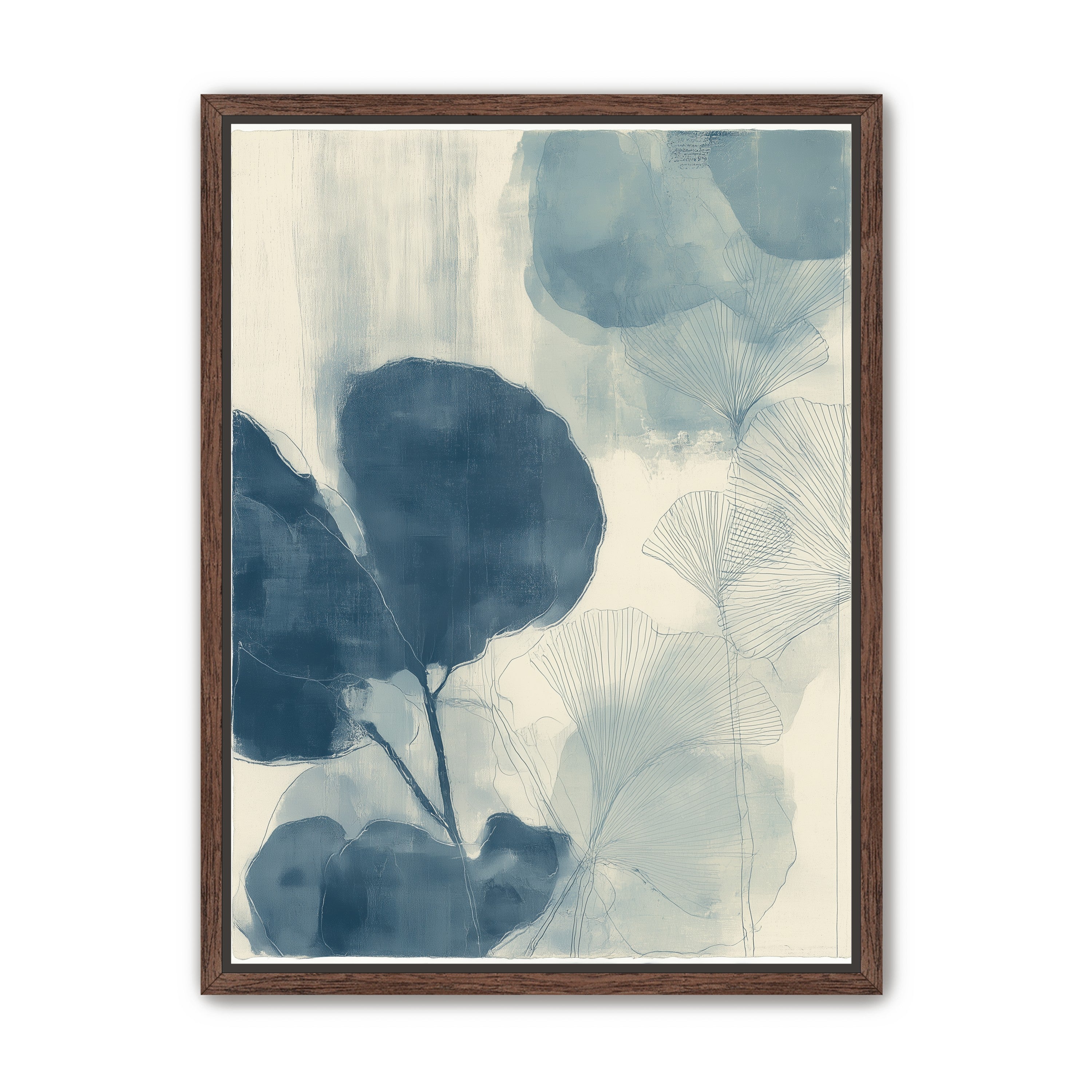 Indigo leaves on cream paper