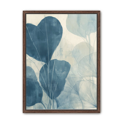 Leaves among pale blue space