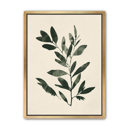 Dark green leaves on cream