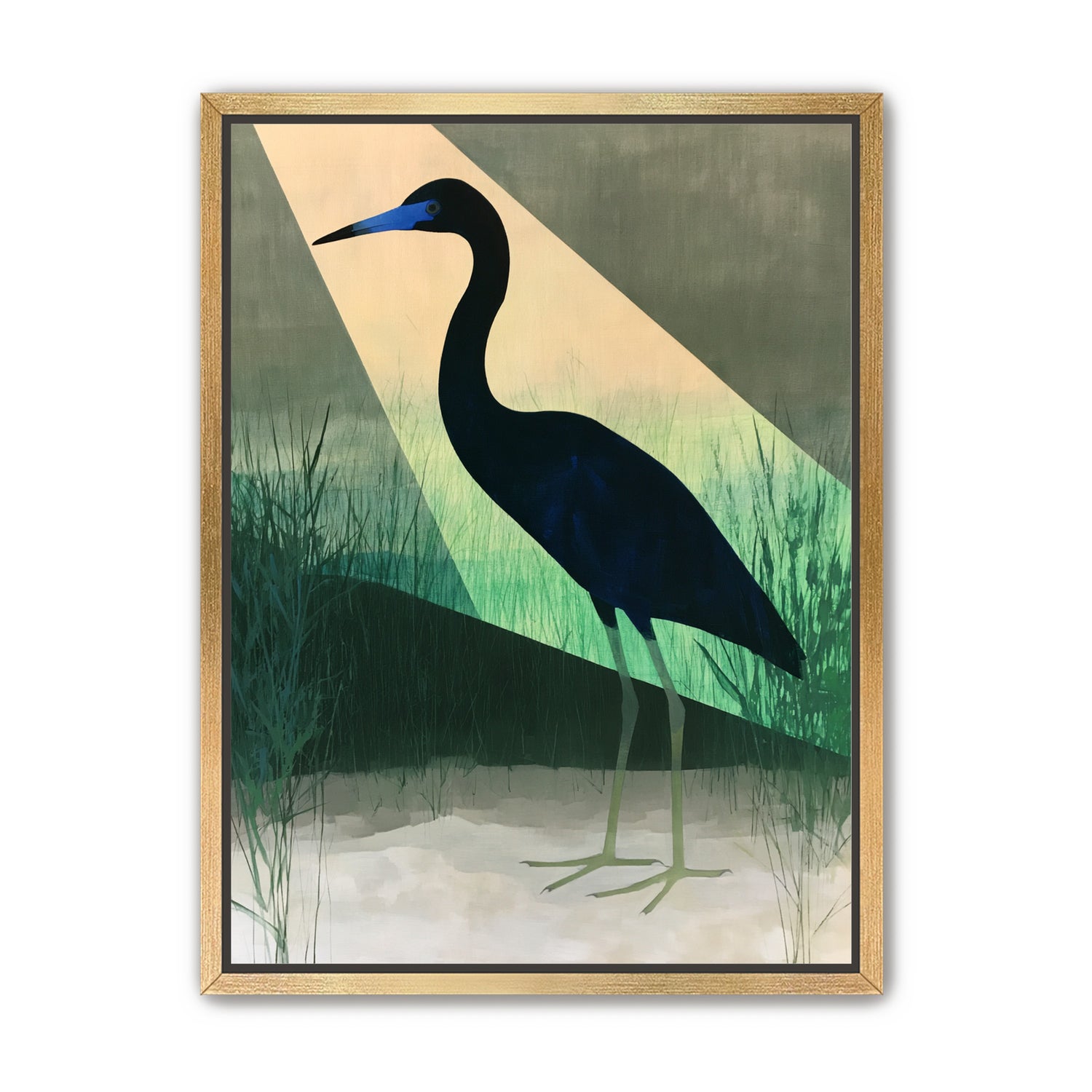 Blue beak in green light