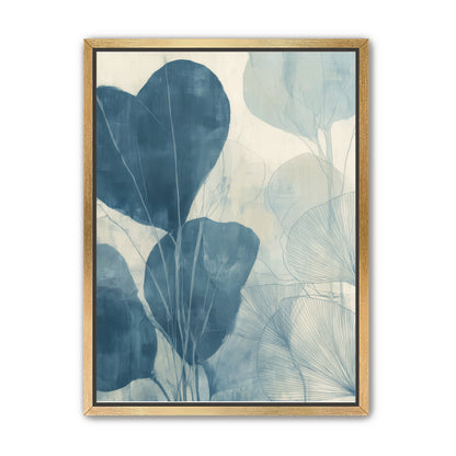 Leaves among pale blue space