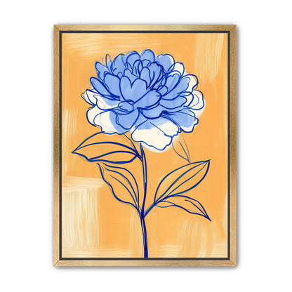 Blue Flower on Orange Field