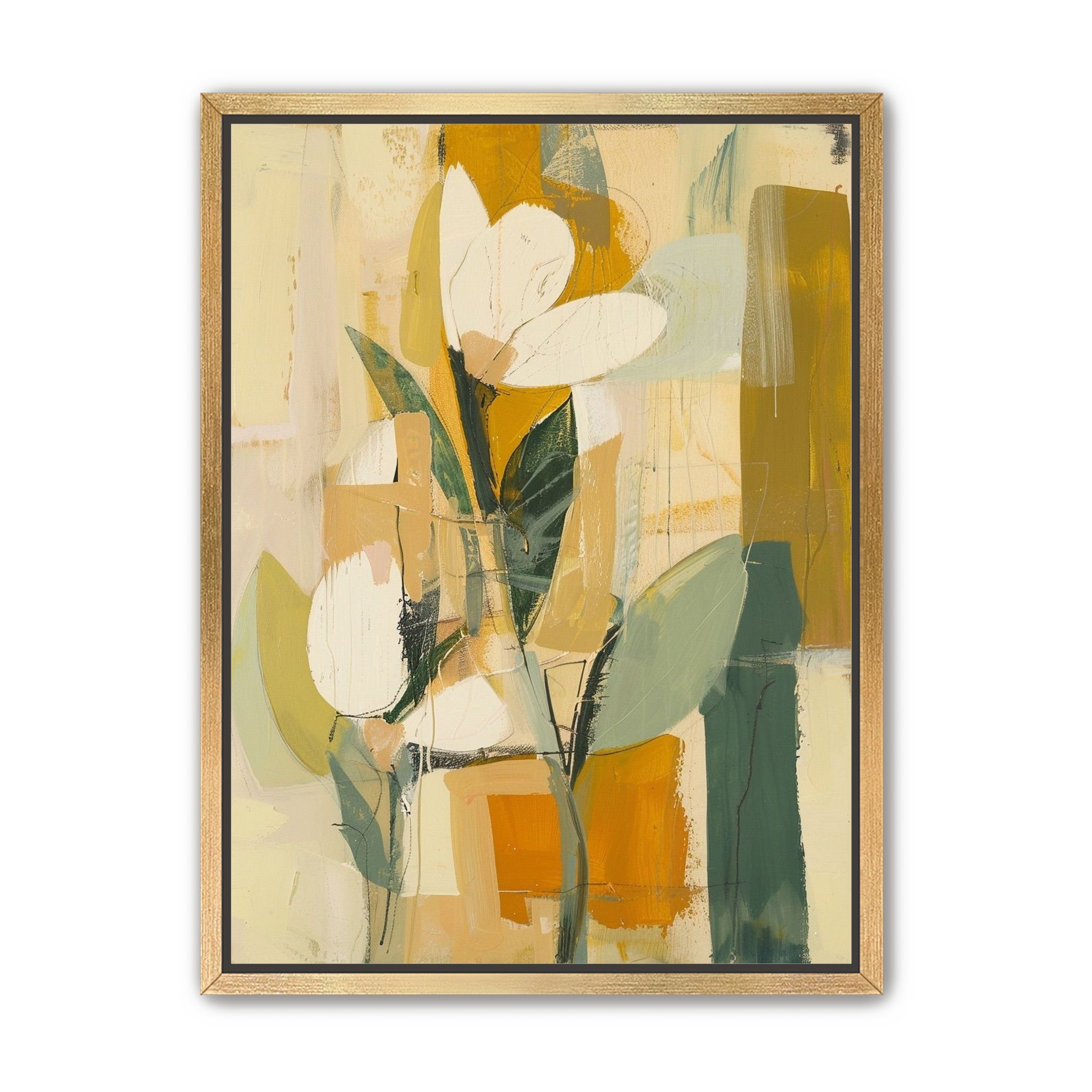 White forms within ochre blocks