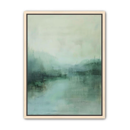 Misty harbor with boats