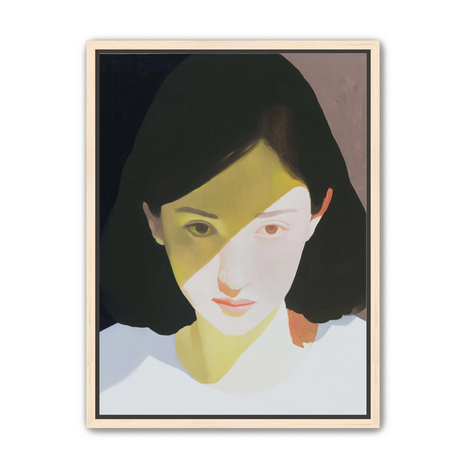 Yellow light across her face