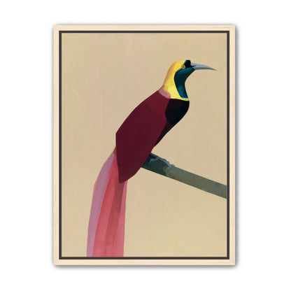 A bright bird on a branch