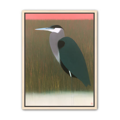 Heron in pink dusk