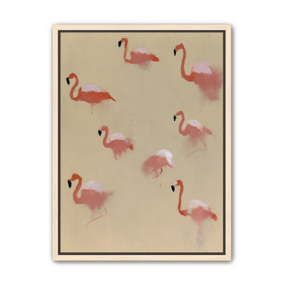 Flamingos in quiet drift