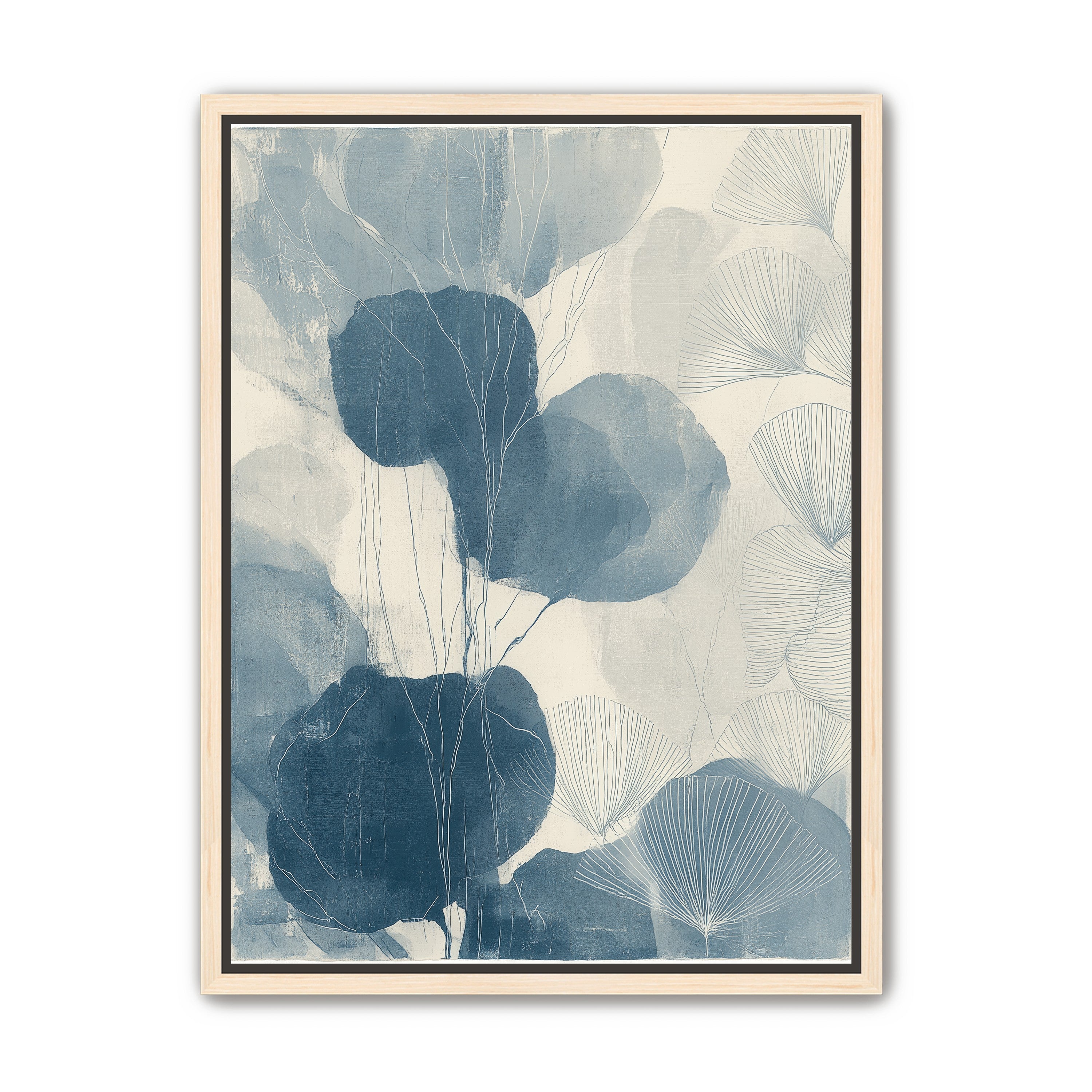 Ginkgo fans among round leaves